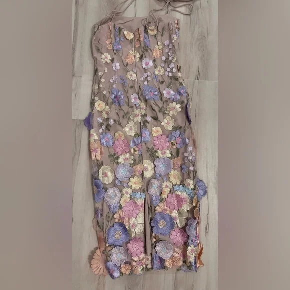 Showpo Floral Embroidered Dress - Purple and Pink - Picture 3 of 9